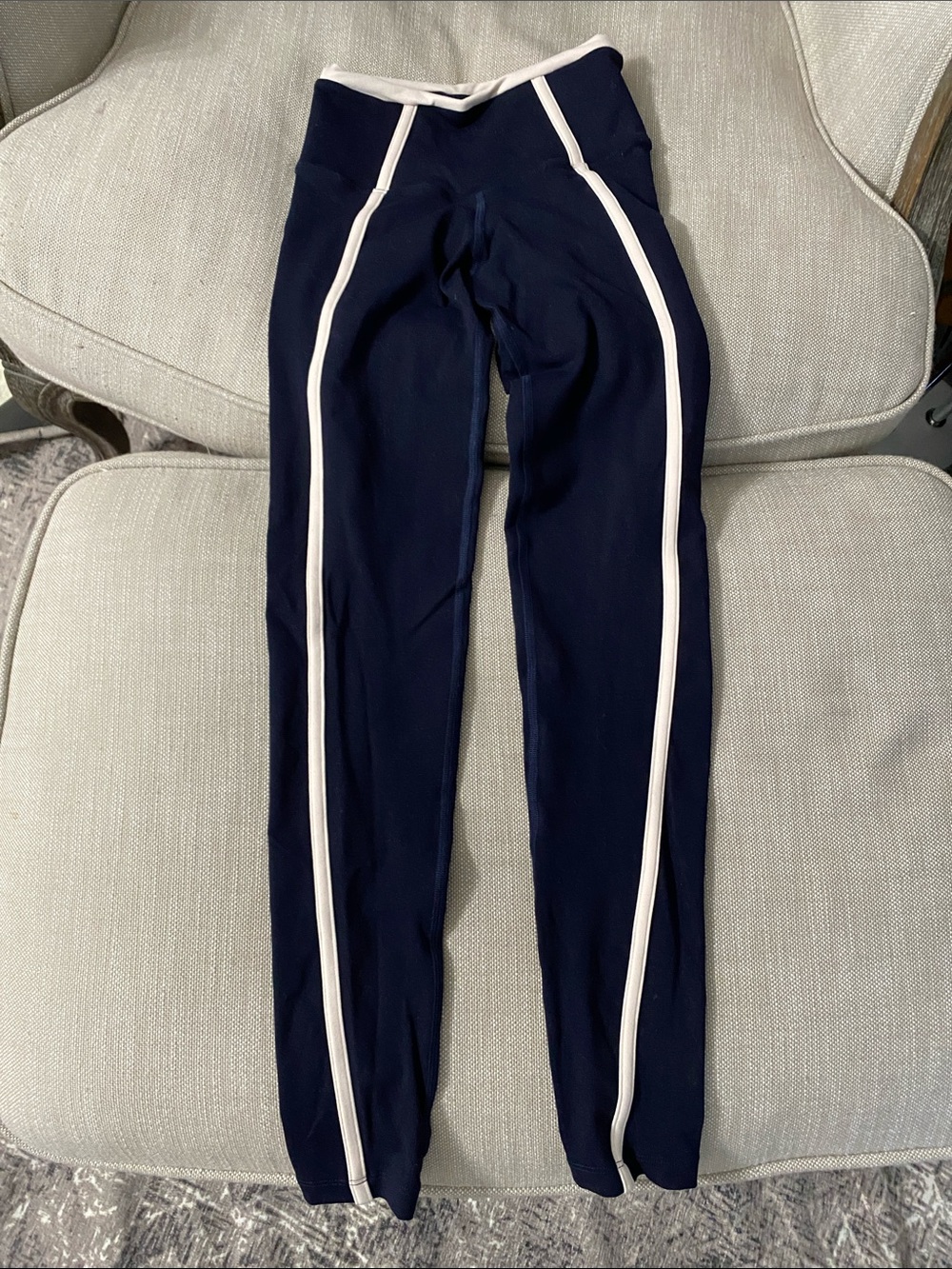 925fit Navy Yoga Pants with Cream Side Stripe